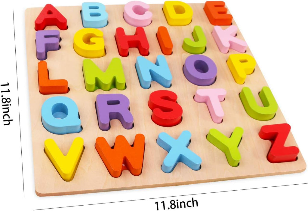 Alphabet Puzzle,  ABC Letter Puzzles for Toddlers 1 2  Years Old, Educational Learning Toys for Toddlers, Alphabet Toys with Puzzle Board & Letter Blocks, Best Gifts for Girls and Boys