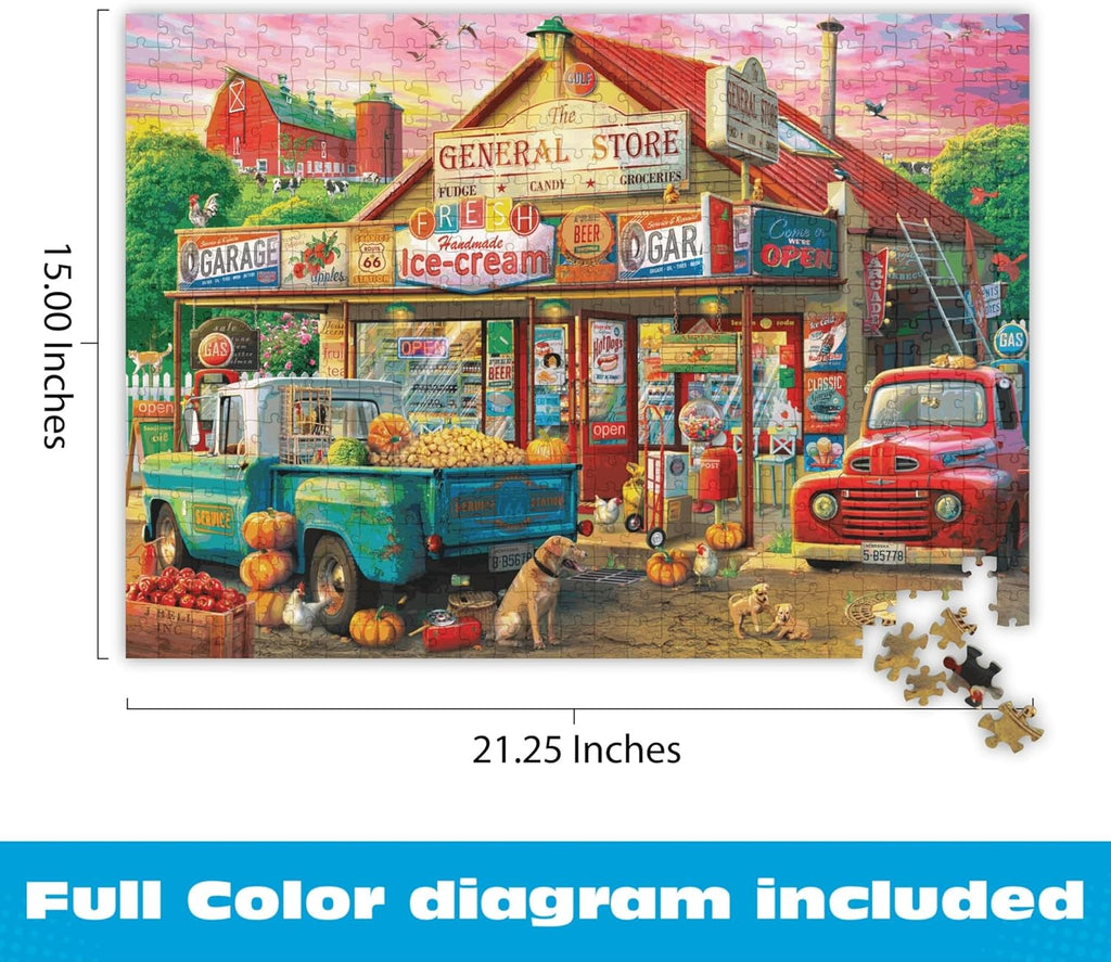 - 500 Piece Jigsaw Puzzle - Americana Collection , Country Store - Challenging Fall and Autum Puzzles for Adults
