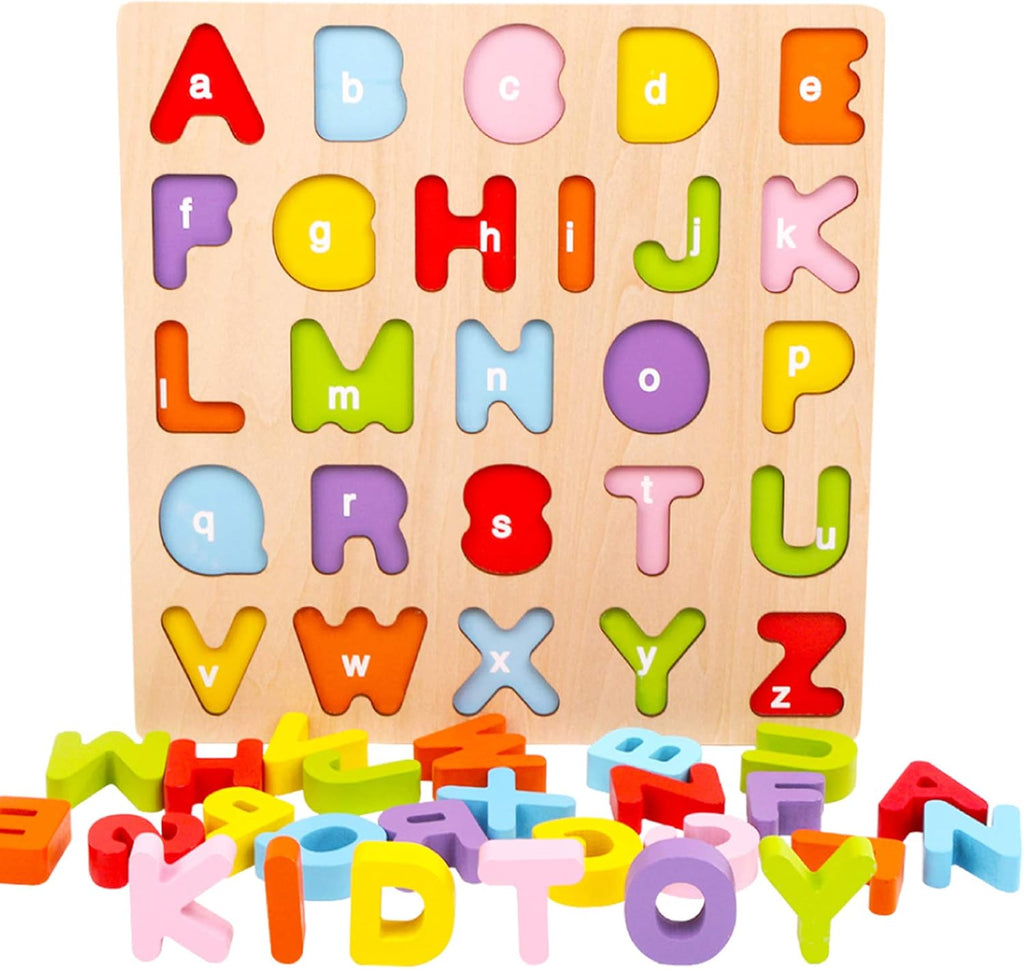 Alphabet Puzzle,  ABC Letter Puzzles for Toddlers 1 2  Years Old, Educational Learning Toys for Toddlers, Alphabet Toys with Puzzle Board & Letter Blocks, Best Gifts for Girls and Boys