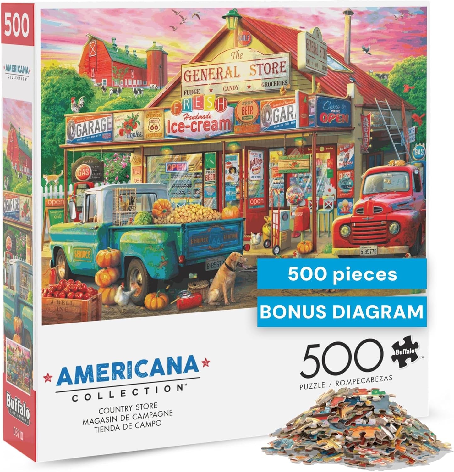 - 500 Piece Jigsaw Puzzle - Americana Collection , Country Store - Challenging Fall and Autum Puzzles for Adults