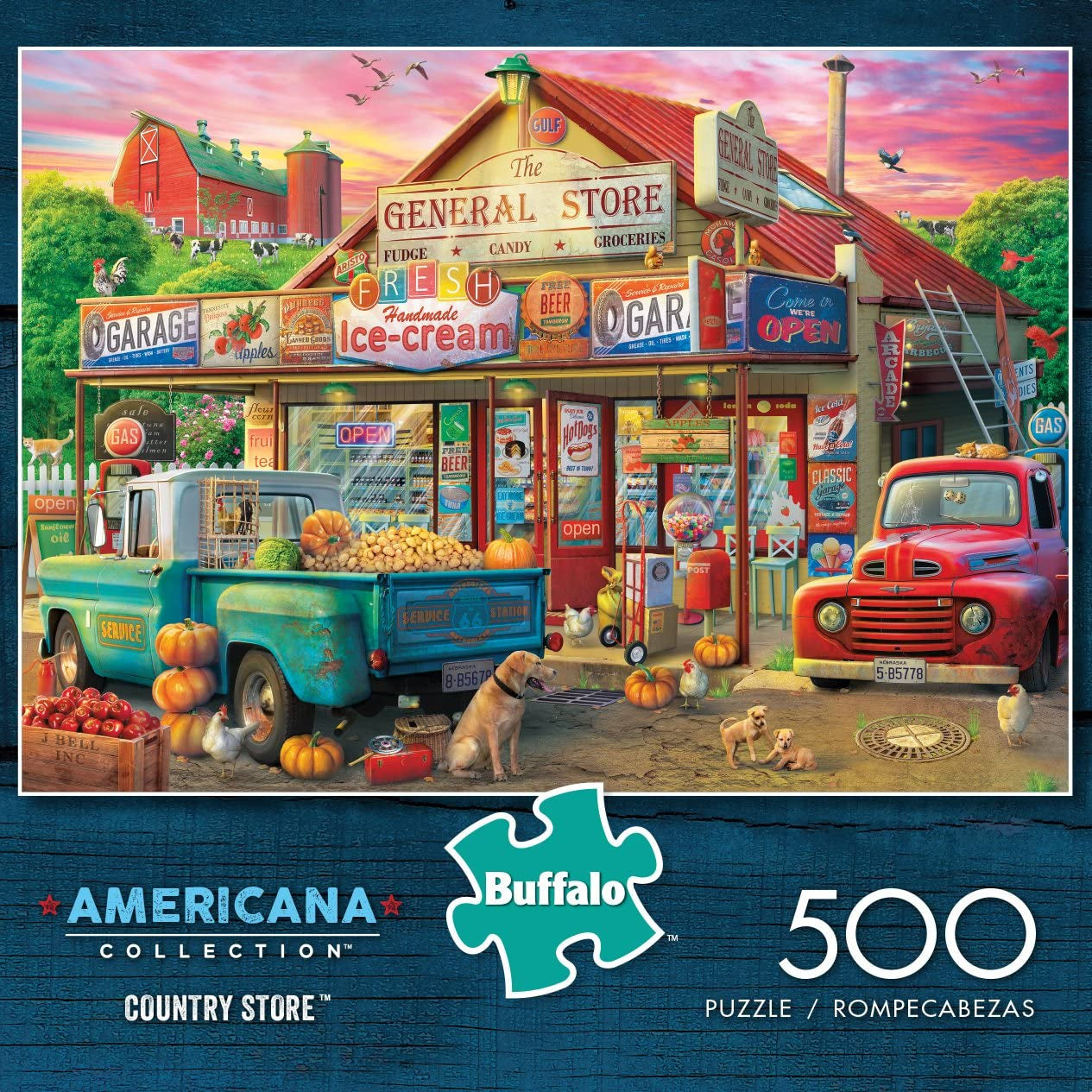 - 500 Piece Jigsaw Puzzle - Americana Collection , Country Store - Challenging Fall and Autum Puzzles for Adults