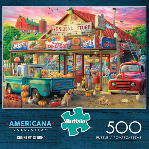 - 500 Piece Jigsaw Puzzle - Americana Collection , Country Store - Challenging Fall and Autum Puzzles for Adults
