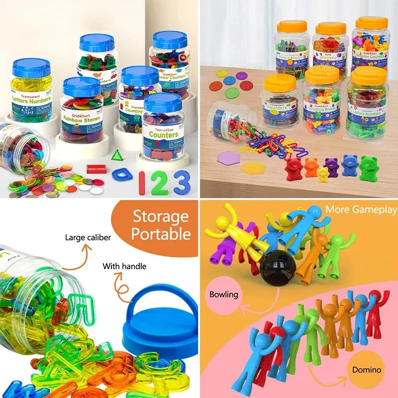 Kids Colorful Transparent Letters Numbers Set Sensory Light Table Toy Counting Spelling Montessori Educational Mathematical Toy