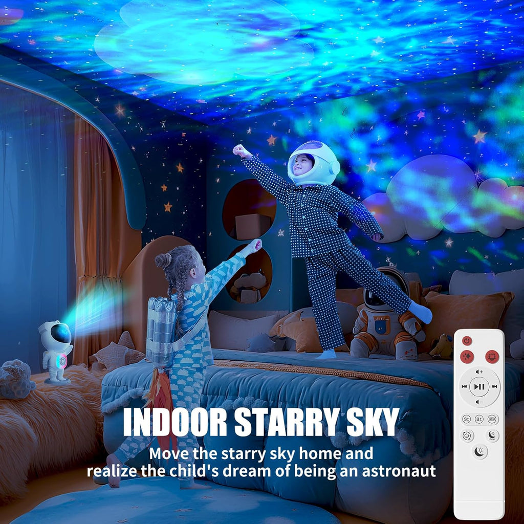 Astronaut Galaxy Projector with Bluetooth Speaker and Remote Control, 360° Adjustable Angle Space Projector for Bedroom Ceiling, Ideal Night Light for Kids and Adults, Perfect for Birthdays and Valentine's Day (White)