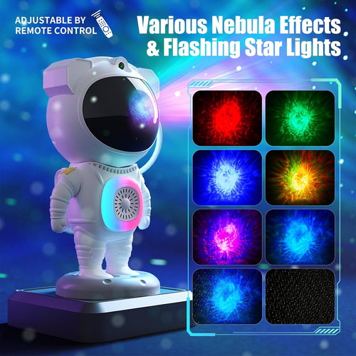 Astronaut Galaxy Projector with Bluetooth Speaker and Remote Control, 360° Adjustable Angle Space Projector for Bedroom Ceiling, Ideal Night Light for Kids and Adults, Perfect for Birthdays and Valentine's Day (White)