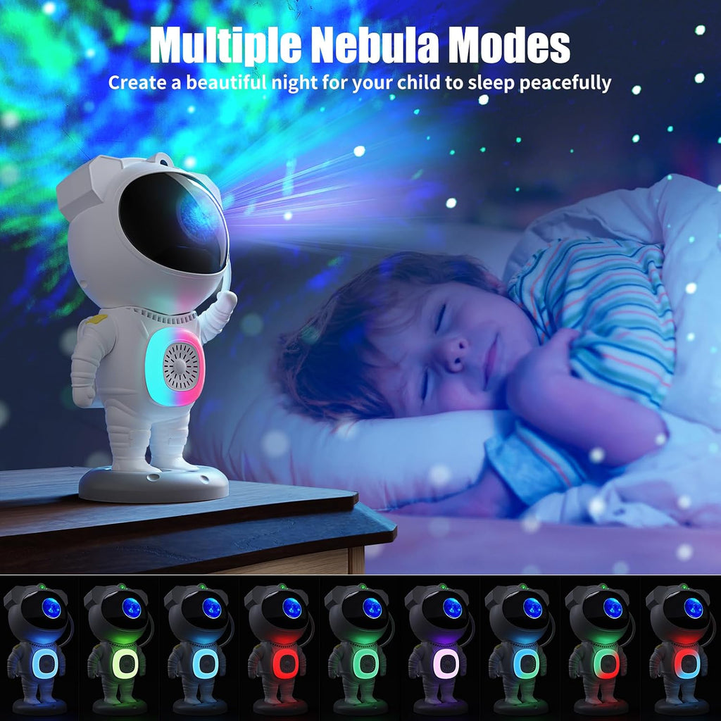 Astronaut Galaxy Projector with Bluetooth Speaker and Remote Control, 360° Adjustable Angle Space Projector for Bedroom Ceiling, Ideal Night Light for Kids and Adults, Perfect for Birthdays and Valentine's Day (White)