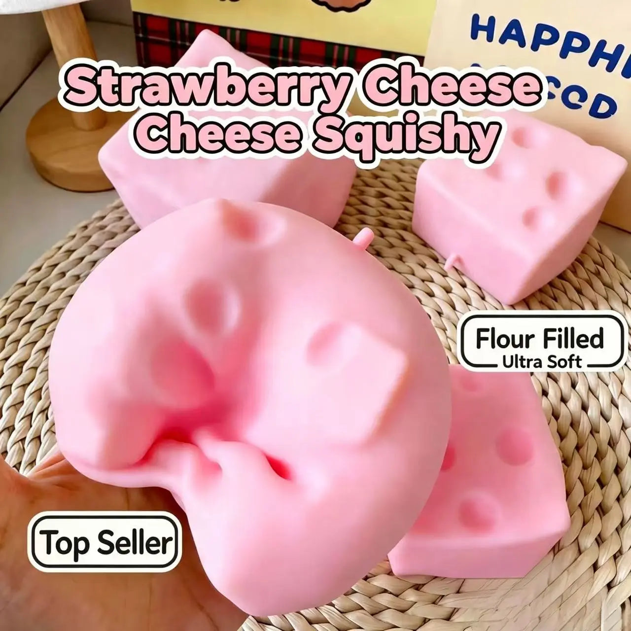 Plush Soft Cheese Block, Giant Fidget Toy, Asmr Stress Ball, Relaxing Game, Teen & Adult Anxiety Relief, Birthday Gift, Home Decor