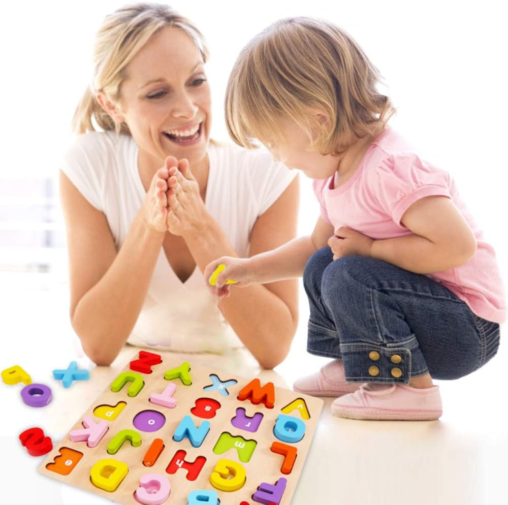 Alphabet Puzzle,  ABC Letter Puzzles for Toddlers 1 2  Years Old, Educational Learning Toys for Toddlers, Alphabet Toys with Puzzle Board & Letter Blocks, Best Gifts for Girls and Boys